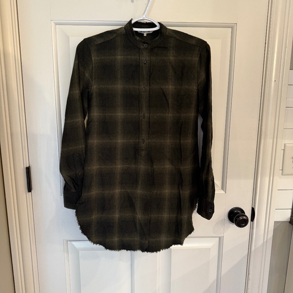 Helmut Lang Wool cashmere Plaid collarless button front Tunic 31199 - Picture 3 of 13